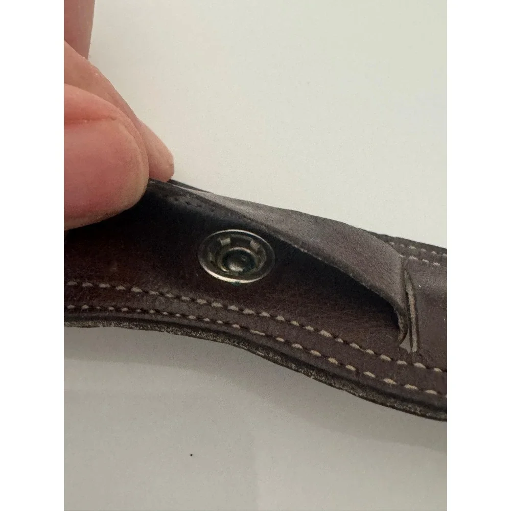 Genuine Leather Bund Watch Strap Dark Brown Cuff Band Silver Buckle 866